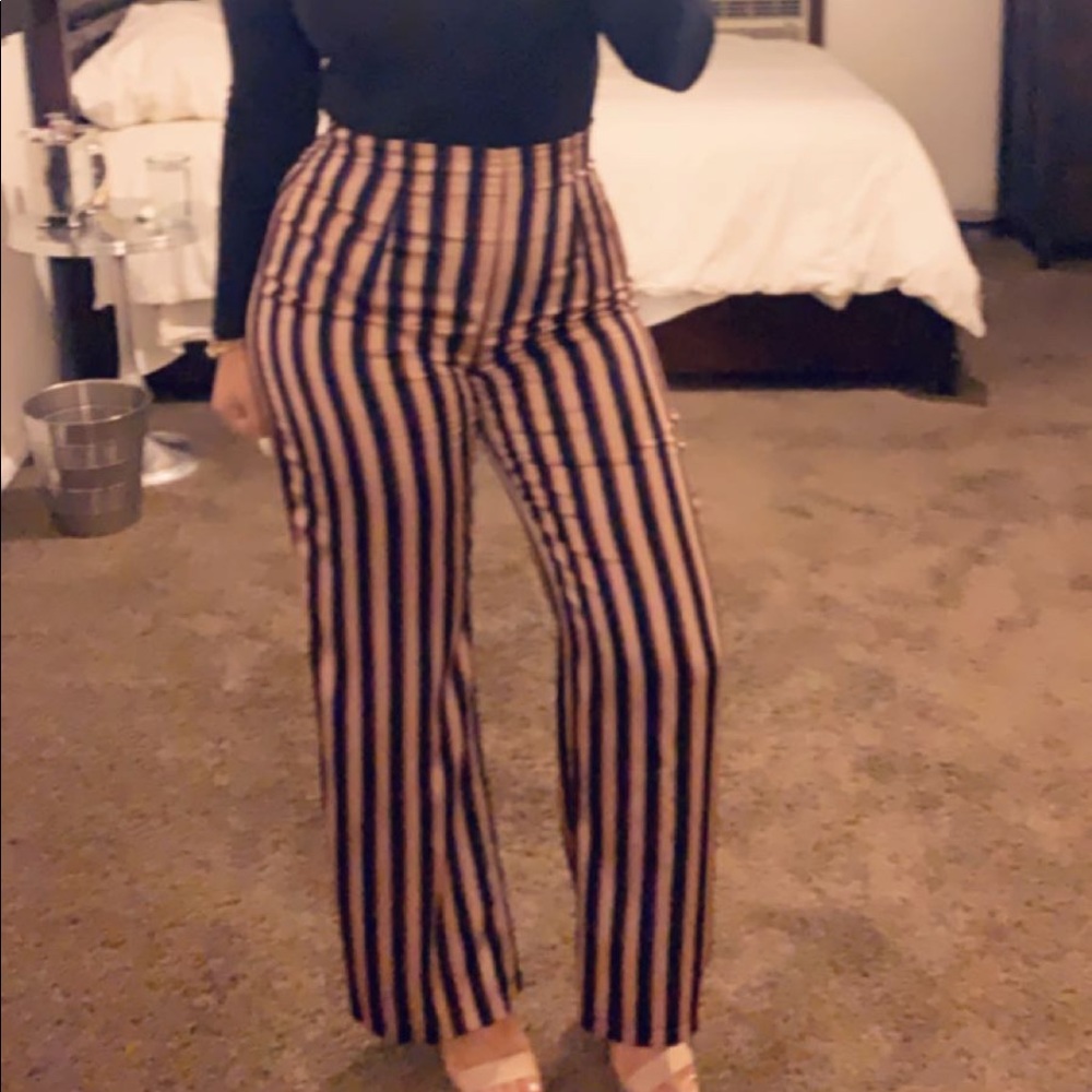 Striped silk pants